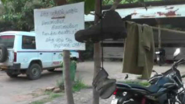 The police hanged their uniforms at the police station entrance in Puducherry The police hanged their uniforms at the police station entrance in Puducherry