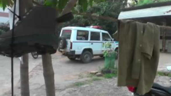 The police hanged their uniforms at the police station entrance in Puducherry The police hanged their uniforms at the police station entrance in Puducherry