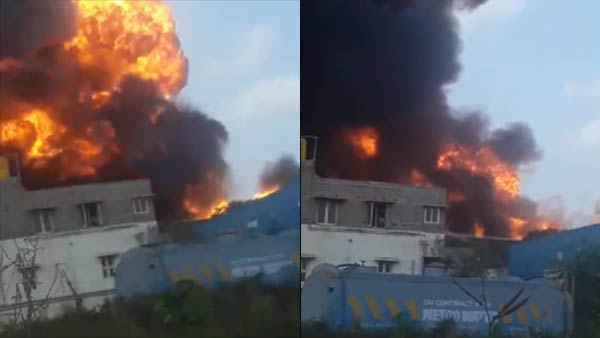 Massive fire broke out in Madhavaram chemical plant near Chennai Massive fire broke out in Madhavaram chemical plant near Chennai
