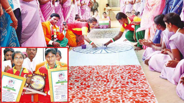 10 meter long national flag with fingerprint : Trichy students achievement 10 meter long national flag with fingerprint : Trichy students achievement