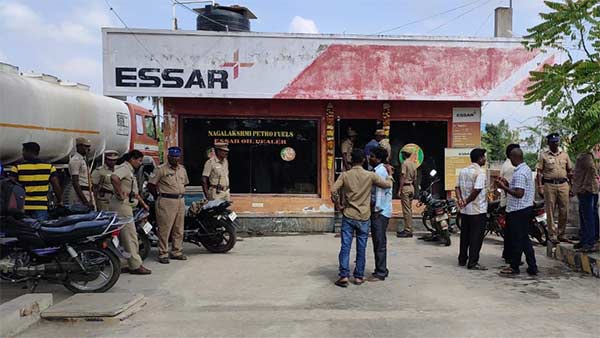 Petrol pump bomb blast incident in villupuram Petrol pump bomb blast incident in villupuram
