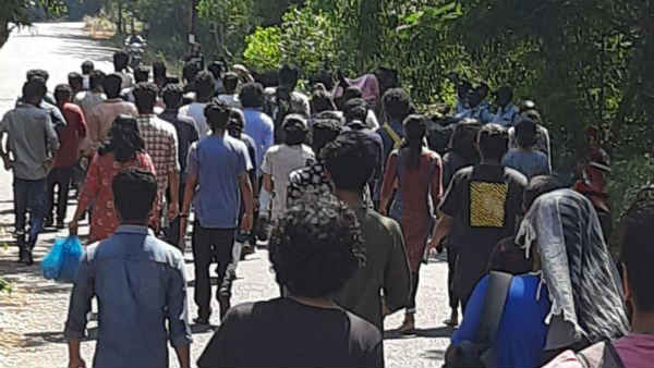 Pondicherry university students continues protest for tuition fees hike Pondicherry university students continues protest for tuition fees hike