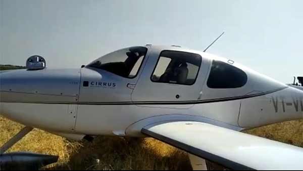 A small airplane landed in the field near Tirupati A small airplane landed in the field near Tirupati