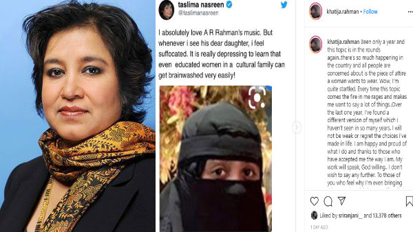 AR Rahman’s daughter Khatija replied to Taslima Nasreen on burqa row AR Rahman’s daughter Khatija replied to Taslima Nasreen on burqa row