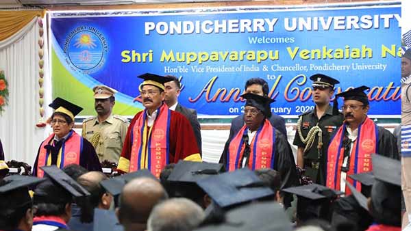 Vice President Venkaiah Naidu attends Puducherry University convocation Ceremony Vice President Venkaiah Naidu attends Puducherry University convocation Ceremony