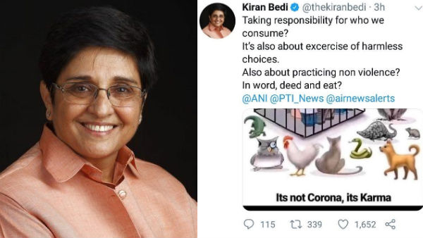 Puducherry governor Kiran bedi Tweet Regarding coronavirus Puducherry governor Kiran bedi Tweet Regarding coronavirus