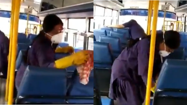 Corona scare: KSRTC government buses cleaned up by the employees Corona scare: KSRTC government buses cleaned up by the employees