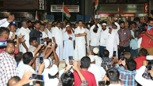 dmk leader mk stalin directrly visit and support at anti-CAA protest in mannadi, Chennai dmk leader mk stalin directrly visit and support at anti-CAA protest in mannadi, Chennai