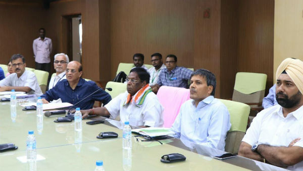 Coronavirus precaution activities meeting by chief minister Narayanasamy Coronavirus precaution activities meeting by chief minister Narayanasamy