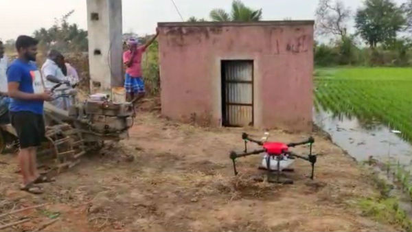 Pesticide Spraying in Agricultural Lands by Drone in Puducherry Pesticide Spraying in Agricultural Lands by Drone in Puducherry