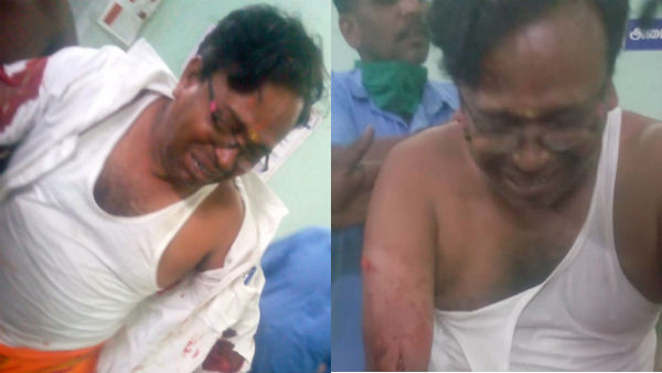 Tiruppur Hindu Makkal Katchi functionary stages drama by self inflicting wounds Tiruppur Hindu Makkal Katchi functionary stages drama by self inflicting wounds