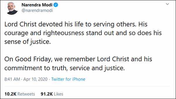 pm modi wishes christians on good friday and tweets on it pm modi wishes christians on good friday and tweets on it