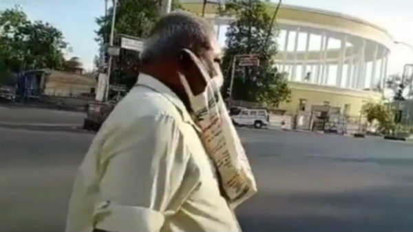 A Man uses Wedding thamboolam bag as face mask in Puducherry A Man uses Wedding thamboolam bag as face mask in Puducherry