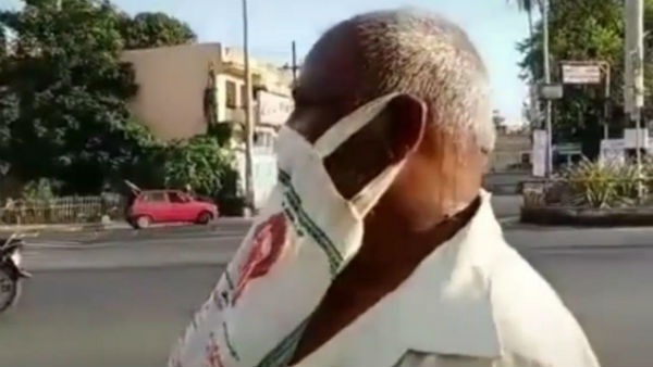 A Man uses Wedding thamboolam bag as face mask in Puducherry A Man uses Wedding thamboolam bag as face mask in Puducherry