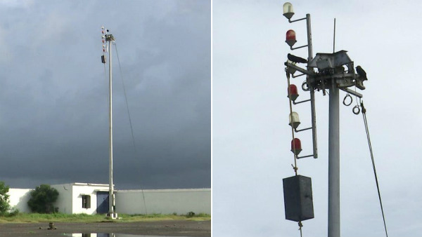 Amphan cyclone- Storm warning cage loaded at Puducherry port Amphan cyclone- Storm warning cage loaded at Puducherry port