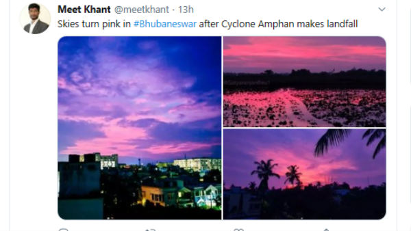 After Cyclone Amphan Passes, Bhubaneswar Sky Turned Pink And Purple After Cyclone Amphan Passes, Bhubaneswar Sky Turned Pink And Purple