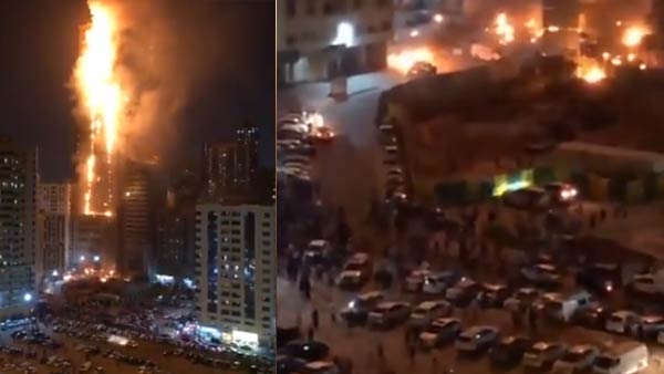 Massive fire at residential tower in Sharjahs Al Nahda Massive fire at residential tower in Sharjahs Al Nahda