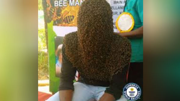 Kerala man spents over 4 hours with head covered in Bees Kerala man spents over 4 hours with head covered in Bees
