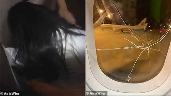 Chinese woman passenger breaks flight window after love failure Chinese woman passenger breaks flight window after love failure