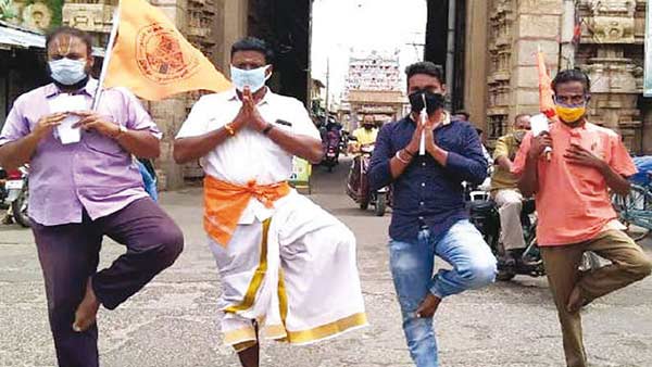 Hindu Front Movement protest demanding to open all temples Hindu Front Movement protest demanding to open all temples