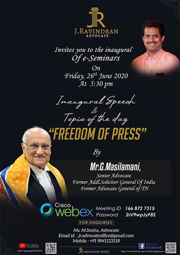 Senior advocate G.Masilamani insist freedom of press Senior advocate G.Masilamani insist freedom of press