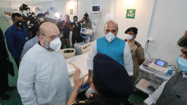 Amit Shah, Rajnath Singh visit 1,000-bed coronavirus hospital Amit Shah, Rajnath Singh visit 1,000-bed coronavirus hospital