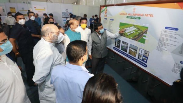 Amit Shah, Rajnath Singh visit 1,000-bed coronavirus hospital Amit Shah, Rajnath Singh visit 1,000-bed coronavirus hospital
