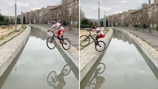 Amazing ! It is possible only after so much of practice and balancing ! see the cycle video Amazing ! It is possible only after so much of practice and balancing ! see the cycle video