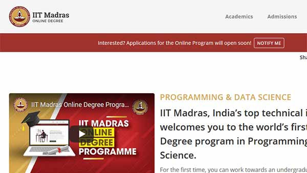 IIT Madras Launches Worlds First Online BSc Degree in Programming and Data Science IIT Madras Launches Worlds First Online BSc Degree in Programming and Data Science