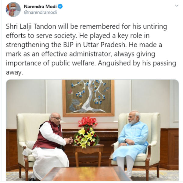 Madhya Pradesh Governor Lalji Tandon dies Madhya Pradesh Governor Lalji Tandon dies