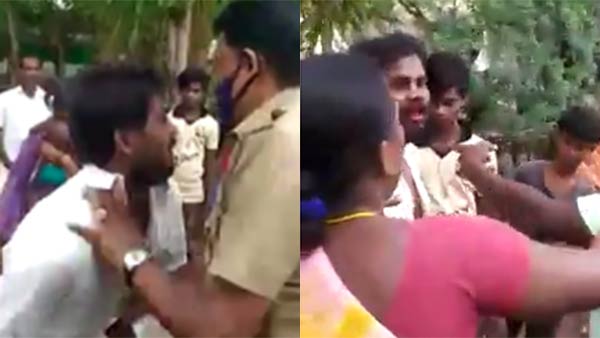 police attack man, and public reaction near villupuram, viral video police attack man, and public reaction near villupuram, viral video