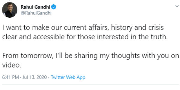 Rahul will share thoughts on current affairs from tomorrow with video Rahul will share thoughts on current affairs from tomorrow with video