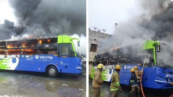 Koyambedu omni bustand fire accident 5 buses Damage Koyambedu omni bustand fire accident 5 buses Damage