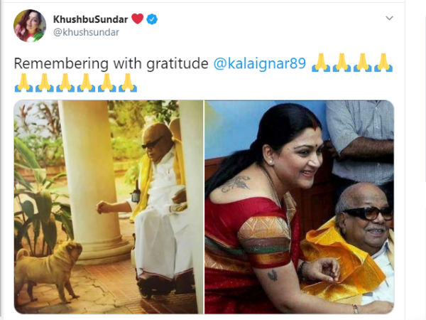 Karunanidhi death anniversary today Khushbu tribute Post Remembering with gratitude. Karunanidhi death anniversary today Khushbu tribute Post Remembering with gratitude.