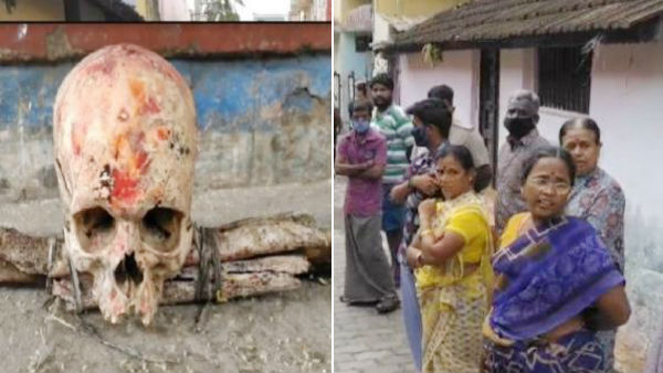 human skull and bones left outside pazhani people home human skull and bones left outside pazhani people home