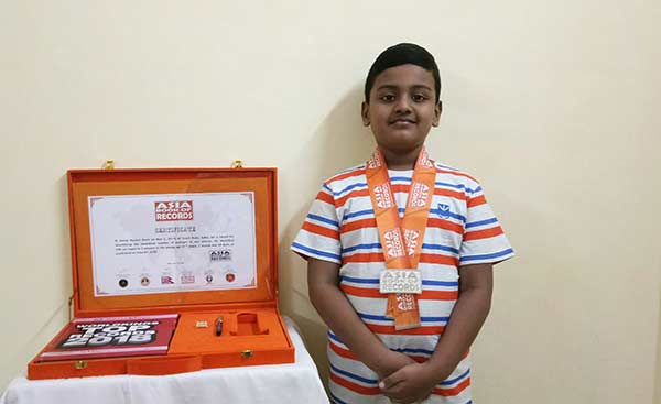 Kevin Raahul sets a new world record in Asia Book of Records Kevin Raahul sets a new world record in Asia Book of Records