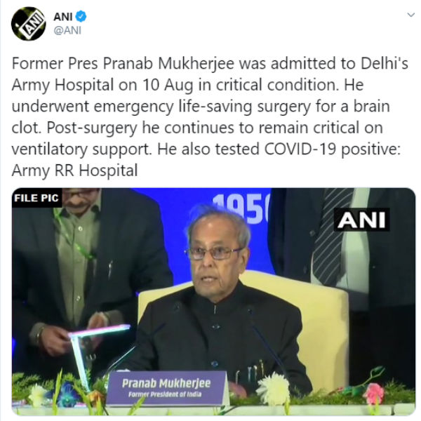 Pranab Mukherjees health condition is critical Pranab Mukherjees health condition is critical