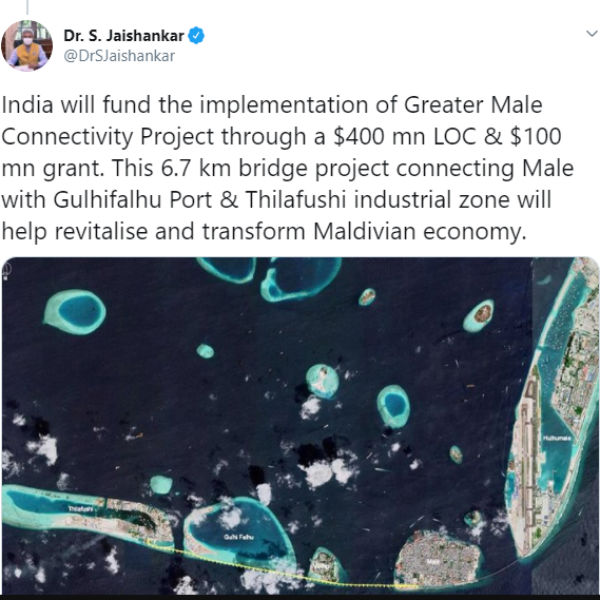 India will fund to Greater Male Connectivity Project through a 500$ says minister Jaishankar India will fund to Greater Male Connectivity Project through a 500$ says minister Jaishankar