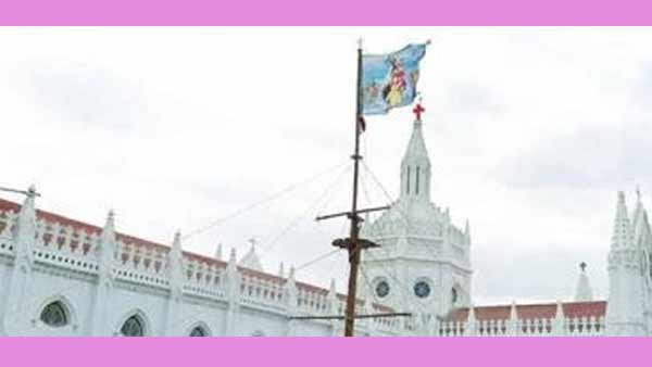 flag hoisting at Velankanni Cathedral Church without devotees flag hoisting at Velankanni Cathedral Church without devotees