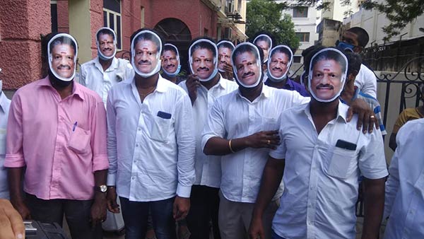 AIADMK General body meeting OPS supporters wearing masks AIADMK General body meeting OPS supporters wearing masks