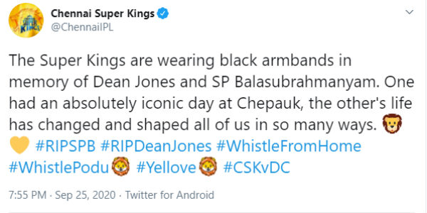 Why do Chennai Super Kings players wearing black bands? Why do Chennai Super Kings players wearing black bands?