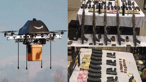 Arms, ammunition dropped by Pak drone in JK Arms, ammunition dropped by Pak drone in JK
