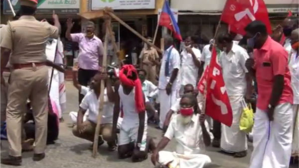 மொட்டை அடித்து போராட்டம்