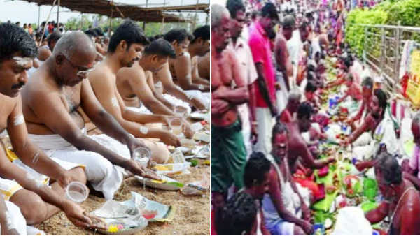 People who gave Tarpanam after 5 months in Mahalaya Paksam Trichy Amma Mandapam People who gave Tarpanam after 5 months in Mahalaya Paksam Trichy Amma Mandapam