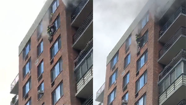 New York fire fighter rescues woman using Roof-Rope Rescue New York fire fighter rescues woman using Roof-Rope Rescue