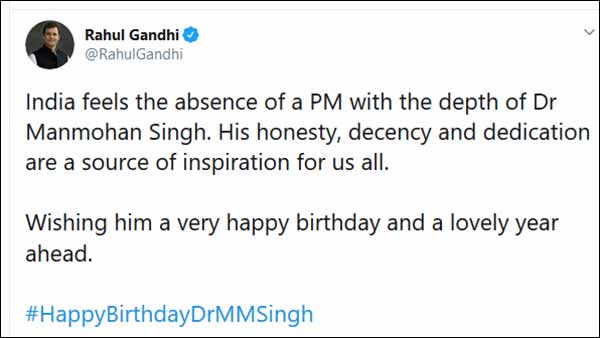 India Feels Absence: Rahul Gandhi wishes Manmohan Singh on his birthday India Feels Absence: Rahul Gandhi wishes Manmohan Singh on his birthday