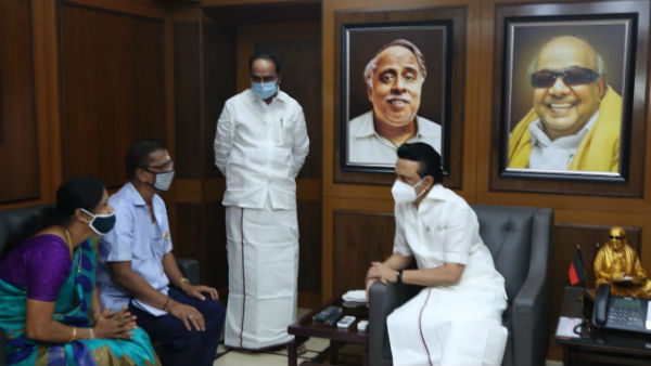 Subasree parents Meeted with Mk Stalin Subasree parents Meeted with Mk Stalin