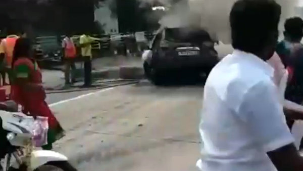 Running cars catches fire in TN Running cars catches fire in TN