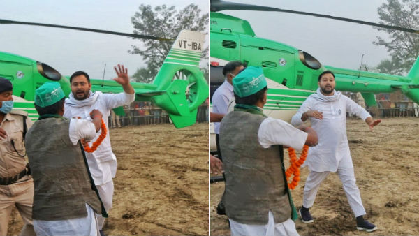 Bihar elections: Crowd mobs Tejashwi’s helicopter, RJD raises security concerns Bihar elections: Crowd mobs Tejashwi’s helicopter, RJD raises security concerns