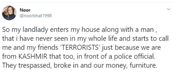 JK woman alleges landlady called terrorist for house rent issue JK woman alleges landlady called terrorist for house rent issue